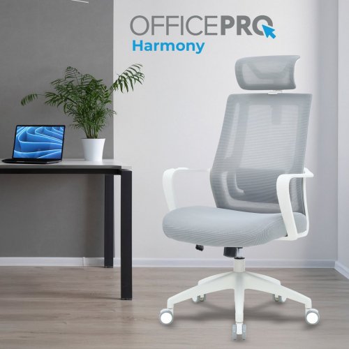 Купить Офисное кресло OfficePro Harmony OC310 (OC310-W-LG-LG) White/Light Gray - цена в Харькове, Киеве, Днепре, Одессе
в интернет-магазине Telemart фото