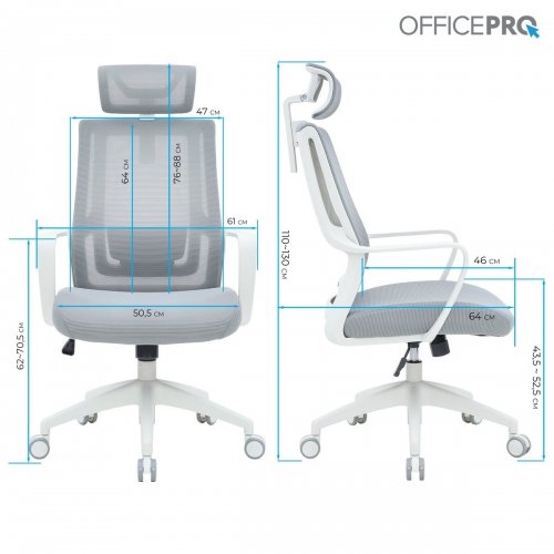 Купить Офисное кресло OfficePro Harmony OC310 (OC310-W-LG-LG) White/Light Gray - цена в Харькове, Киеве, Днепре, Одессе
в интернет-магазине Telemart фото