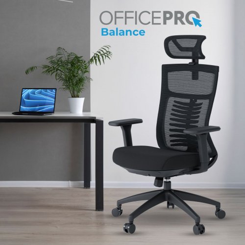 Крісло офісне OfficePro Balance OC550 (OC550-B-B-B) Black купити в Україні: Київ, Львів, Хмельницький, Тернопіль, Івано-Франківськ | Низька ціна, відгуки, характеристики від TELEMART фото