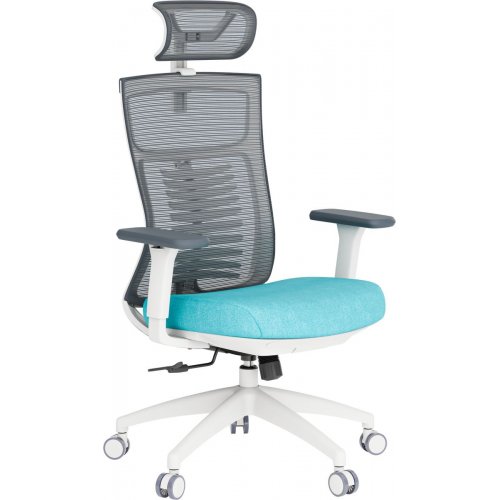 Офисное кресло OfficePro Balance OC550 (OC550-W-DG-BL) White/Dark Gray/Blue купить в Украине: Киев, Днепр, Харьков, Одесса  | Низкая цена, отзывы, характеристики от TELEMART фото