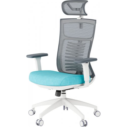 Офисное кресло OfficePro Balance OC550 (OC550-W-DG-BL) White/Dark Gray/Blue купить в Украине: Киев, Днепр, Харьков, Одесса  | Низкая цена, отзывы, характеристики от TELEMART фото