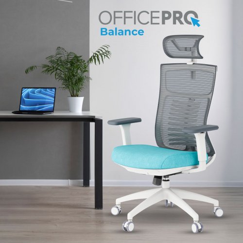 Офисное кресло OfficePro Balance OC550 (OC550-W-DG-BL) White/Dark Gray/Blue купить в Украине: Киев, Днепр, Харьков, Одесса  | Низкая цена, отзывы, характеристики от TELEMART фото