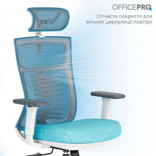 Офисное кресло OfficePro Balance OC550 (OC550-W-DG-BL) White/Dark Gray/Blue купить в Украине: Киев, Днепр, Харьков, Одесса  | Низкая цена, отзывы, характеристики от TELEMART фото