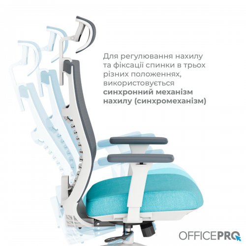 Офисное кресло OfficePro Balance OC550 (OC550-W-DG-BL) White/Dark Gray/Blue купить в Украине: Киев, Днепр, Харьков, Одесса  | Низкая цена, отзывы, характеристики от TELEMART фото