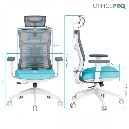 Офисное кресло OfficePro Balance OC550 (OC550-W-DG-BL) White/Dark Gray/Blue купить в Украине: Киев, Днепр, Харьков, Одесса  | Низкая цена, отзывы, характеристики от TELEMART фото