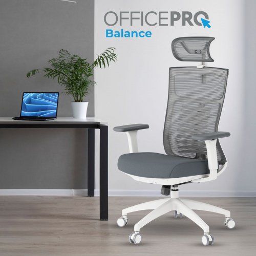 Офисное кресло OfficePro Balance OC550 (OC550-W-DG-DG) White/Dark Gray купить в Украине: Киев, Днепр, Харьков, Одесса  | Низкая цена, отзывы, характеристики от TELEMART фото