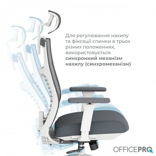 Офисное кресло OfficePro Balance OC550 (OC550-W-DG-DG) White/Dark Gray купить в Украине: Киев, Днепр, Харьков, Одесса  | Низкая цена, отзывы, характеристики от TELEMART фото