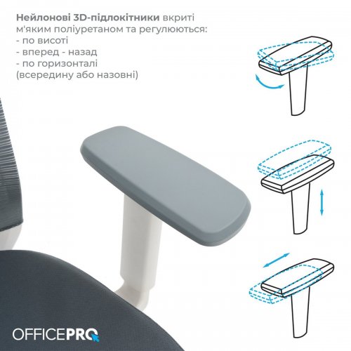 Купити Крісло офісне OfficePro Balance OC550 (OC550-W-DG-DG) White/Dark Gray - ціна в Києві, Львові, Вінниці, Хмельницькому, Франківську, Україні | інтернет-магазин TELEMART.UA фото