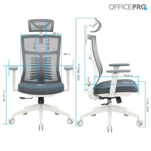 Купити Крісло офісне OfficePro Balance OC550 (OC550-W-DG-DG) White/Dark Gray - ціна в Києві, Львові, Вінниці, Хмельницькому, Франківську, Україні | інтернет-магазин TELEMART.UA фото