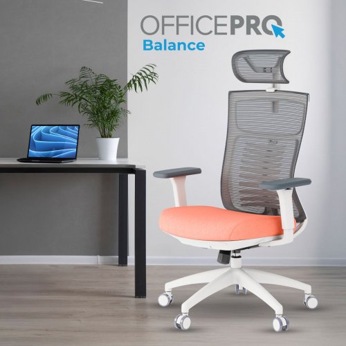 Крісло офісне OfficePro Balance OC550 (OC550-W-DG-OR) White/Dark Gray/Orange купити в Україні: Київ, Львів, Хмельницький, Тернопіль, Івано-Франківськ | Низька ціна, відгуки, характеристики від TELEMART фото