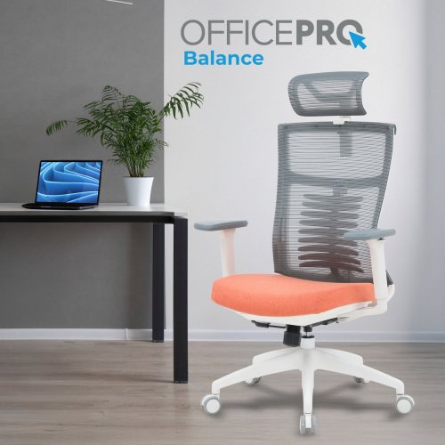 Купити Крісло офісне OfficePro Balance OC550 (OC550-W-DG-OR) White/Dark Gray/Orange - ціна в Києві, Львові, Вінниці, Хмельницькому, Франківську, Україні | інтернет-магазин TELEMART.UA фото