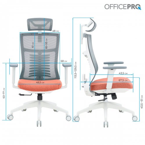 Купити Крісло офісне OfficePro Balance OC550 (OC550-W-DG-OR) White/Dark Gray/Orange - ціна в Києві, Львові, Вінниці, Хмельницькому, Франківську, Україні | інтернет-магазин TELEMART.UA фото