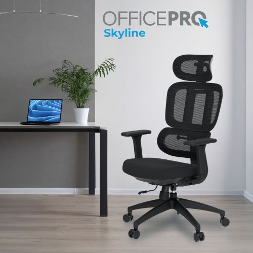 Крісло офісне OfficePro Skyline OC580 (OC580-B-B-B) Black купити в Україні: Київ, Львів, Хмельницький, Тернопіль, Івано-Франківськ | Низька ціна, відгуки, характеристики від TELEMART фото