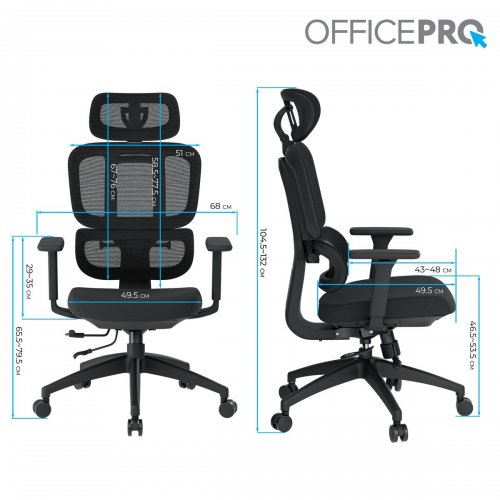 Крісло офісне OfficePro Skyline OC580 (OC580-B-B-B) Black купити в Україні: Київ, Львів, Хмельницький, Тернопіль, Івано-Франківськ | Низька ціна, відгуки, характеристики від TELEMART фото