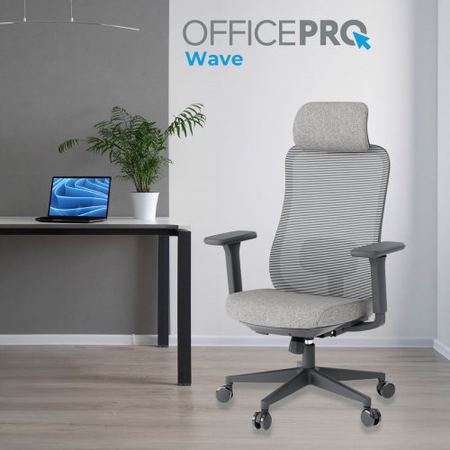 Крісло офісне OfficePro Wave OC599 (OC599-B-DG-DG) Black/Dark Gray купити в Україні: Київ, Львів, Хмельницький, Тернопіль, Івано-Франківськ | Низька ціна, відгуки, характеристики від TELEMART фото