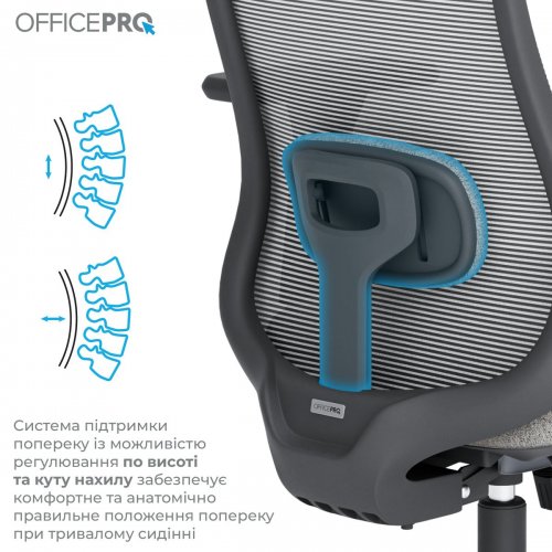 Крісло офісне OfficePro Wave OC599 (OC599-B-DG-DG) Black/Dark Gray купити в Україні: Київ, Львів, Хмельницький, Тернопіль, Івано-Франківськ | Низька ціна, відгуки, характеристики від TELEMART фото