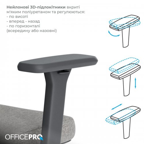 Крісло офісне OfficePro Wave OC599 (OC599-B-DG-DG) Black/Dark Gray купити в Україні: Київ, Львів, Хмельницький, Тернопіль, Івано-Франківськ | Низька ціна, відгуки, характеристики від TELEMART фото
