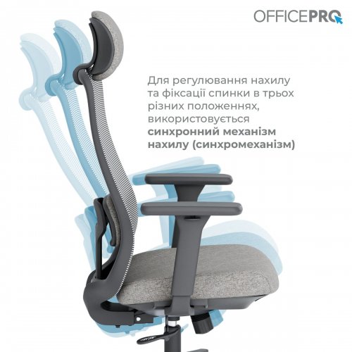 Крісло офісне OfficePro Wave OC599 (OC599-B-DG-DG) Black/Dark Gray купити в Україні: Київ, Львів, Хмельницький, Тернопіль, Івано-Франківськ | Низька ціна, відгуки, характеристики від TELEMART фото
