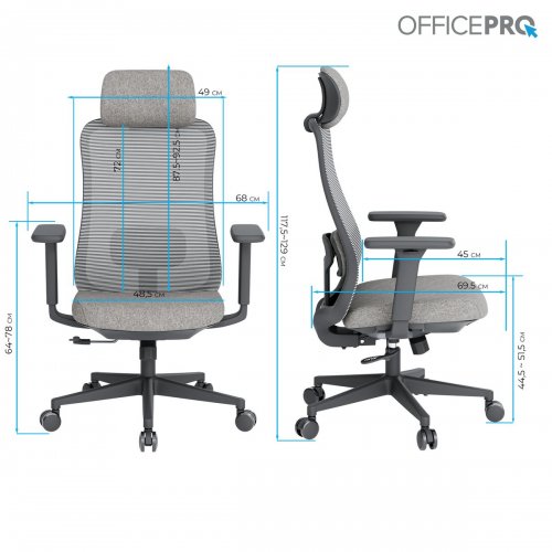 Крісло офісне OfficePro Wave OC599 (OC599-B-DG-DG) Black/Dark Gray купити в Україні: Київ, Львів, Хмельницький, Тернопіль, Івано-Франківськ | Низька ціна, відгуки, характеристики від TELEMART фото