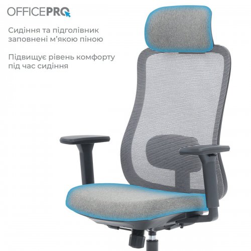 Купити Крісло офісне OfficePro Wave OC599 (OC599-B-DG-DG) Black/Dark Gray - ціна в Києві, Львові, Вінниці, Хмельницькому, Франківську, Україні | інтернет-магазин TELEMART.UA фото