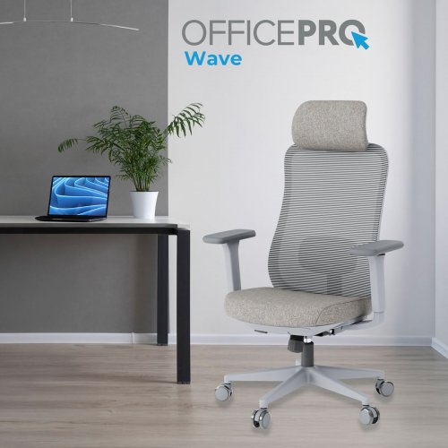 Крісло офісне OfficePro Wave OC599 (OC599-G-G-G) Gray купити в Україні: Київ, Львів, Хмельницький, Тернопіль, Івано-Франківськ | Низька ціна, відгуки, характеристики від TELEMART фото