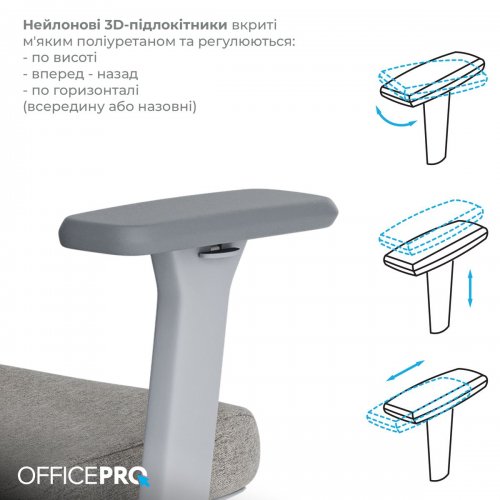 Крісло офісне OfficePro Wave OC599 (OC599-G-G-G) Gray купити в Україні: Київ, Львів, Хмельницький, Тернопіль, Івано-Франківськ | Низька ціна, відгуки, характеристики від TELEMART фото