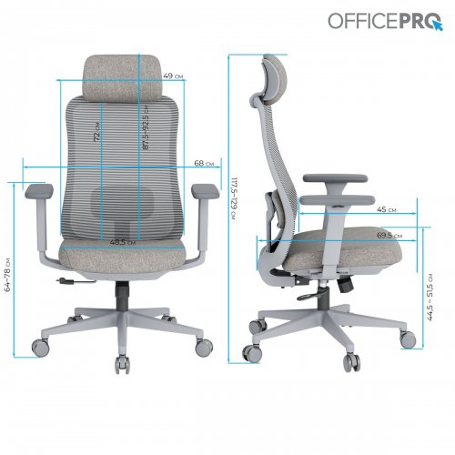 Крісло офісне OfficePro Wave OC599 (OC599-G-G-G) Gray купити в Україні: Київ, Львів, Хмельницький, Тернопіль, Івано-Франківськ | Низька ціна, відгуки, характеристики від TELEMART фото