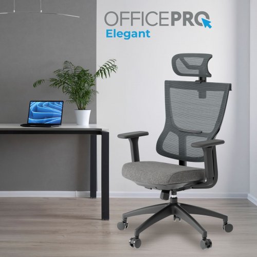 Крісло офісне OfficePro Elegant OC600 (OC600-B-DG-DG) Black/Dark Gray купити в Україні: Київ, Львів, Хмельницький, Тернопіль, Івано-Франківськ | Низька ціна, відгуки, характеристики від TELEMART фото