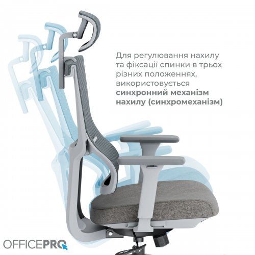 Крісло офісне OfficePro Elegant OC600 (OC600-G-DG-DG) Gray/Dark Gray купити в Україні: Київ, Львів, Хмельницький, Тернопіль, Івано-Франківськ | Низька ціна, відгуки, характеристики від TELEMART фото