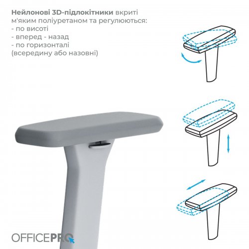 Крісло офісне OfficePro Elegant OC600 (OC600-G-DG-DG) Gray/Dark Gray купити в Україні: Київ, Львів, Хмельницький, Тернопіль, Івано-Франківськ | Низька ціна, відгуки, характеристики від TELEMART фото