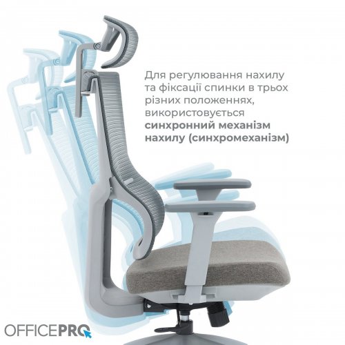Купити Крісло офісне OfficePro Elegant OC600 (OC600-G-DG-DG) Gray/Dark Gray - ціна в Києві, Львові, Вінниці, Хмельницькому, Франківську, Україні | інтернет-магазин TELEMART.UA фото
