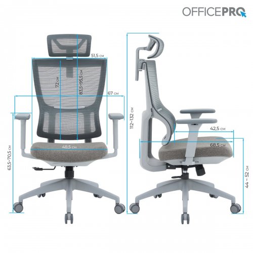 Купити Крісло офісне OfficePro Elegant OC600 (OC600-G-DG-DG) Gray/Dark Gray - ціна в Києві, Львові, Вінниці, Хмельницькому, Франківську, Україні | інтернет-магазин TELEMART.UA фото