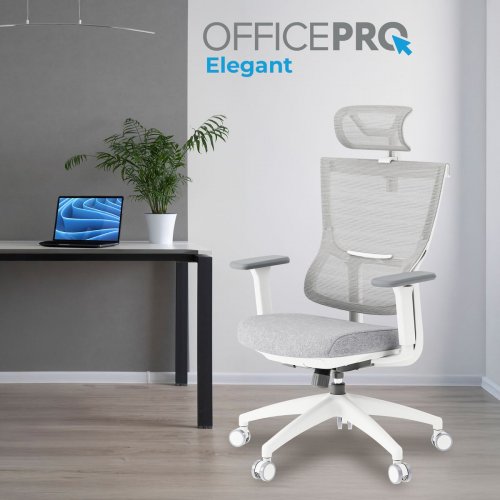Офисное кресло OfficePro Elegant OC600 (OC600-W-LG-LG) White/Light Gray купить в Украине: Киев, Днепр, Харьков, Одесса  | Низкая цена, отзывы, характеристики от TELEMART фото