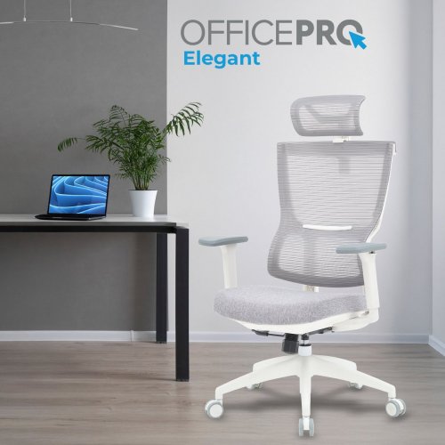 Купити Крісло офісне OfficePro Elegant OC600 (OC600-W-LG-LG) White/Light Gray - ціна в Києві, Львові, Вінниці, Хмельницькому, Франківську, Україні | інтернет-магазин TELEMART.UA фото