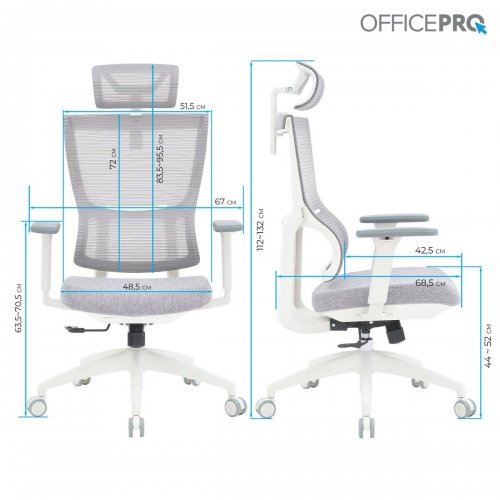 Купити Крісло офісне OfficePro Elegant OC600 (OC600-W-LG-LG) White/Light Gray - ціна в Києві, Львові, Вінниці, Хмельницькому, Франківську, Україні | інтернет-магазин TELEMART.UA фото