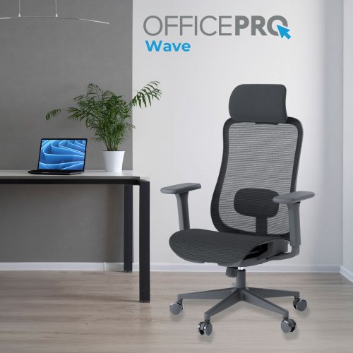 Офисное кресло OfficePro Wave OC670 (OC670-B-B-B) Black купить в Украине: Киев, Днепр, Харьков, Одесса  | Низкая цена, отзывы, характеристики от TELEMART фото