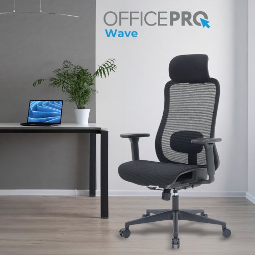 Купити Крісло офісне OfficePro Wave OC670 (OC670-B-B-B) Black - ціна в Києві, Львові, Вінниці, Хмельницькому, Франківську, Україні | інтернет-магазин TELEMART.UA фото
