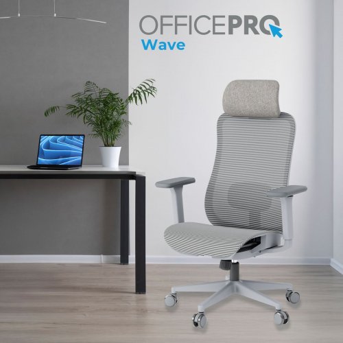 Крісло офісне OfficePro Wave OC670 (OC670-G-G-G) Gray купити в Україні: Київ, Львів, Хмельницький, Тернопіль, Івано-Франківськ | Низька ціна, відгуки, характеристики від TELEMART фото