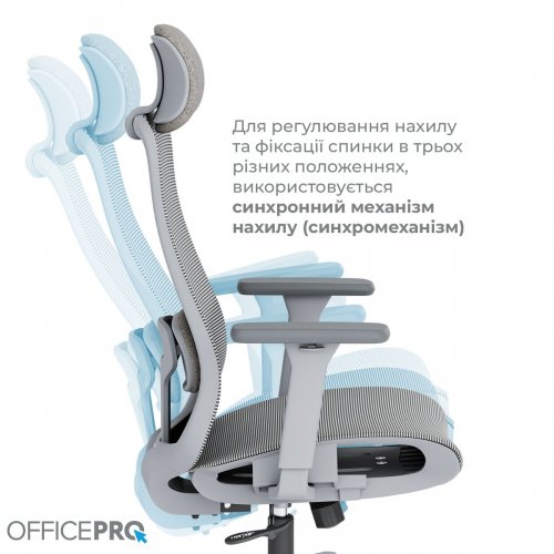 Крісло офісне OfficePro Wave OC670 (OC670-G-G-G) Gray купити в Україні: Київ, Львів, Хмельницький, Тернопіль, Івано-Франківськ | Низька ціна, відгуки, характеристики від TELEMART фото