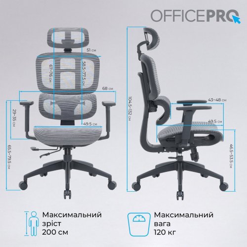 Купити Крісло офісне OfficePro Skyline OC680 (OC680-B-G-G) Black/Gray - ціна в Києві, Львові, Вінниці, Хмельницькому, Франківську, Україні | інтернет-магазин TELEMART.UA фото