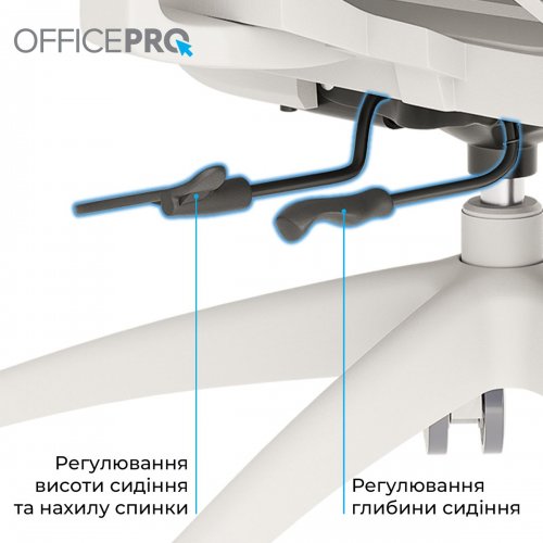 Крісло офісне OfficePro Skyline OC680 (OC680-W-LG-LG) White/Light Gray купити в Україні: Київ, Львів, Хмельницький, Тернопіль, Івано-Франківськ | Низька ціна, відгуки, характеристики від TELEMART фото