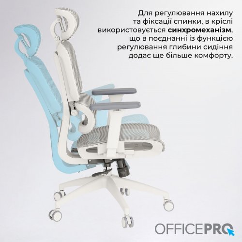 Крісло офісне OfficePro Skyline OC680 (OC680-W-LG-LG) White/Light Gray купити в Україні: Київ, Львів, Хмельницький, Тернопіль, Івано-Франківськ | Низька ціна, відгуки, характеристики від TELEMART фото