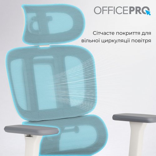Крісло офісне OfficePro Skyline Footrest OC750 (OC750-W-LG-LG) White/Light Gray купити в Україні: Київ, Львів, Хмельницький, Тернопіль, Івано-Франківськ | Низька ціна, відгуки, характеристики від TELEMART фото