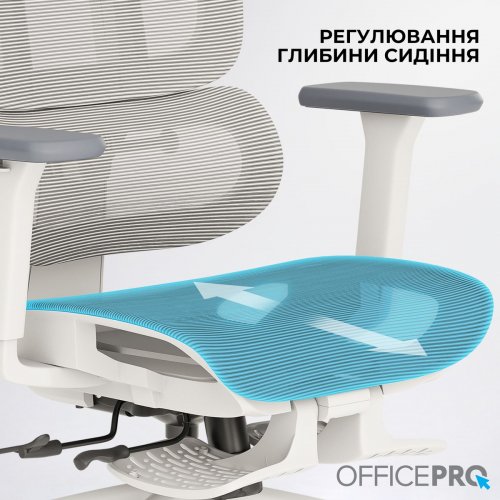 Крісло офісне OfficePro Skyline Footrest OC750 (OC750-W-LG-LG) White/Light Gray купити в Україні: Київ, Львів, Хмельницький, Тернопіль, Івано-Франківськ | Низька ціна, відгуки, характеристики від TELEMART фото