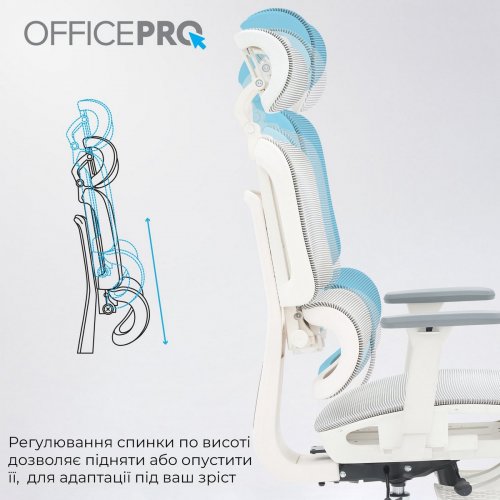 Купити Крісло офісне OfficePro Skyline Footrest OC750 (OC750-W-LG-LG) White/Light Gray - ціна в Києві, Львові, Вінниці, Хмельницькому, Франківську, Україні | інтернет-магазин TELEMART.UA фото