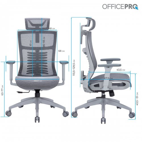 Купить Офисное кресло OfficePro Balance OC620 (OC620-G-DG-DG) Gray/Dark Gray - цена в Харькове, Киеве, Днепре, Одессе
в интернет-магазине Telemart фото