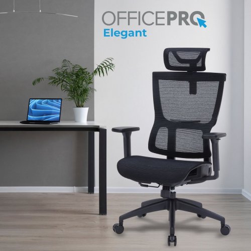 Купити Крісло офісне OfficePro Elegant OC660 (OC660-B-B-B) Black - ціна в Києві, Львові, Вінниці, Хмельницькому, Франківську, Україні | інтернет-магазин TELEMART.UA фото
