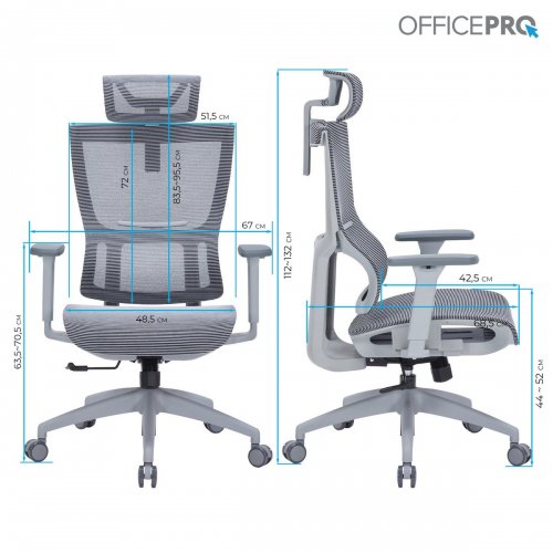 Купити Крісло офісне OfficePro Elegant OC660 (OC660-G-DG-DG) Gray/Dark Gray - ціна в Києві, Львові, Вінниці, Хмельницькому, Франківську, Україні | інтернет-магазин TELEMART.UA фото