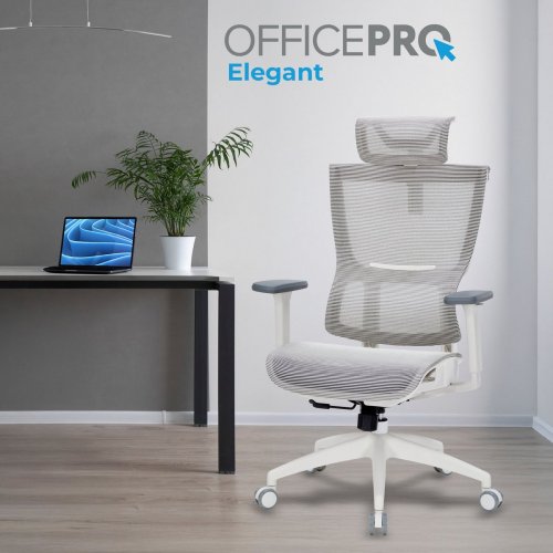 Купити Крісло офісне OfficePro Elegant OC660 (OC660-W-LG-LG) White/Light Gray - ціна в Києві, Львові, Вінниці, Хмельницькому, Франківську, Україні | інтернет-магазин TELEMART.UA фото