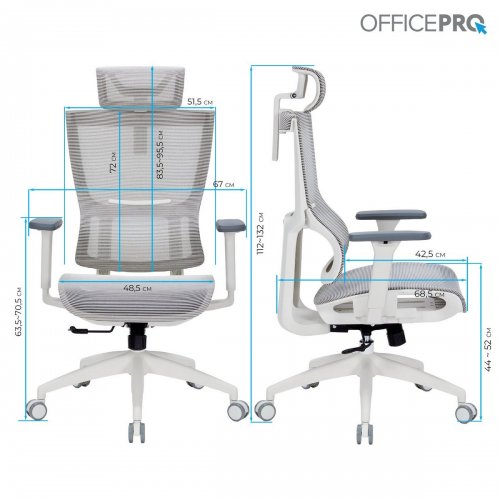 Купити Крісло офісне OfficePro Elegant OC660 (OC660-W-LG-LG) White/Light Gray - ціна в Києві, Львові, Вінниці, Хмельницькому, Франківську, Україні | інтернет-магазин TELEMART.UA фото